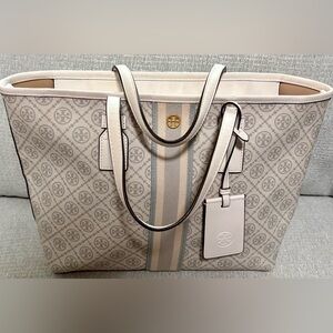 Tory Burch Patterned Beige and Cream Tote